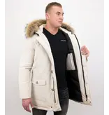 Enos Parkas Vinterjackor Herr med äkta pälskrage - Beige