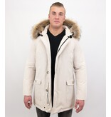 Enos Parkas Vinterjackor Herr med äkta pälskrage - Beige