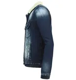 True Rise Jeansjacka med päls - Trucker Jacke - Blå
