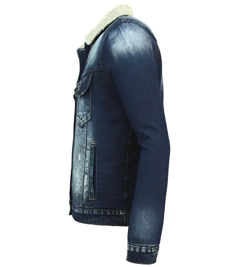 True Rise Jeansjacka med päls - Trucker Jacke - Blå