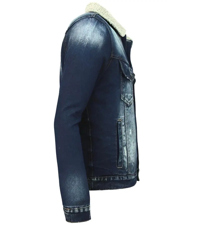 True Rise Jeansjacka med päls - Trucker Jacke - Blå