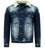 True Rise Jeansjacka med päls - Trucker Jacke - Blå