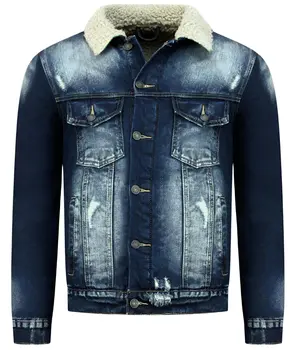 True Rise Jeansjacka med päls - Trucker Jacke - Blå