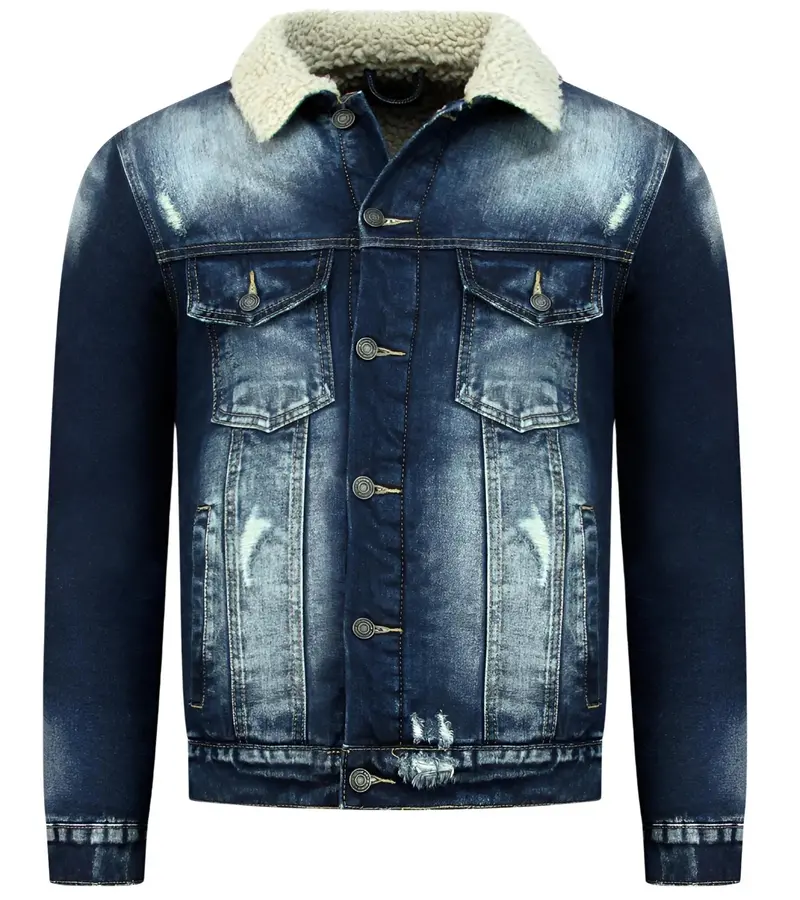True Rise Jeansjacka med päls - Trucker Jacke - Blå