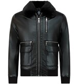 Wareen W Pilotjacka skinn herr - faux leather jacket - Svart