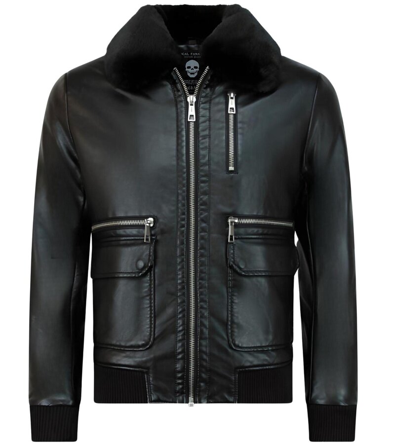 Wareen W Pilotjacka skinn herr - faux leather jacket - Svart