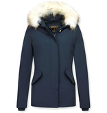 Matogla Damer Exklusiv trendig Fur Coat - Wooly Jacka Kort - 5897B - Blå