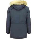 Enos Lång Varm Vinterjacka - Parkas Jackor Man - 	PI-891B - Blå Enos Lång Varm Vinterjacka - Parkas Jackor Man - 	PI-891B - Blå