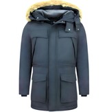 Enos Lång Varm Vinterjacka - Parkas Jackor Man - 	PI-891B - Blå Enos Lång Varm Vinterjacka - Parkas Jackor Man - 	PI-891B - Blå