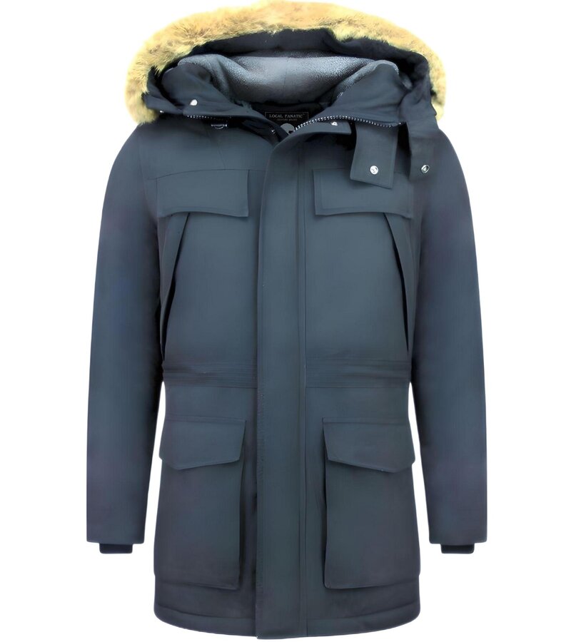 Enos Lång Varm Vinterjacka - Parkas Jackor Man - 	PI-891B - Blå