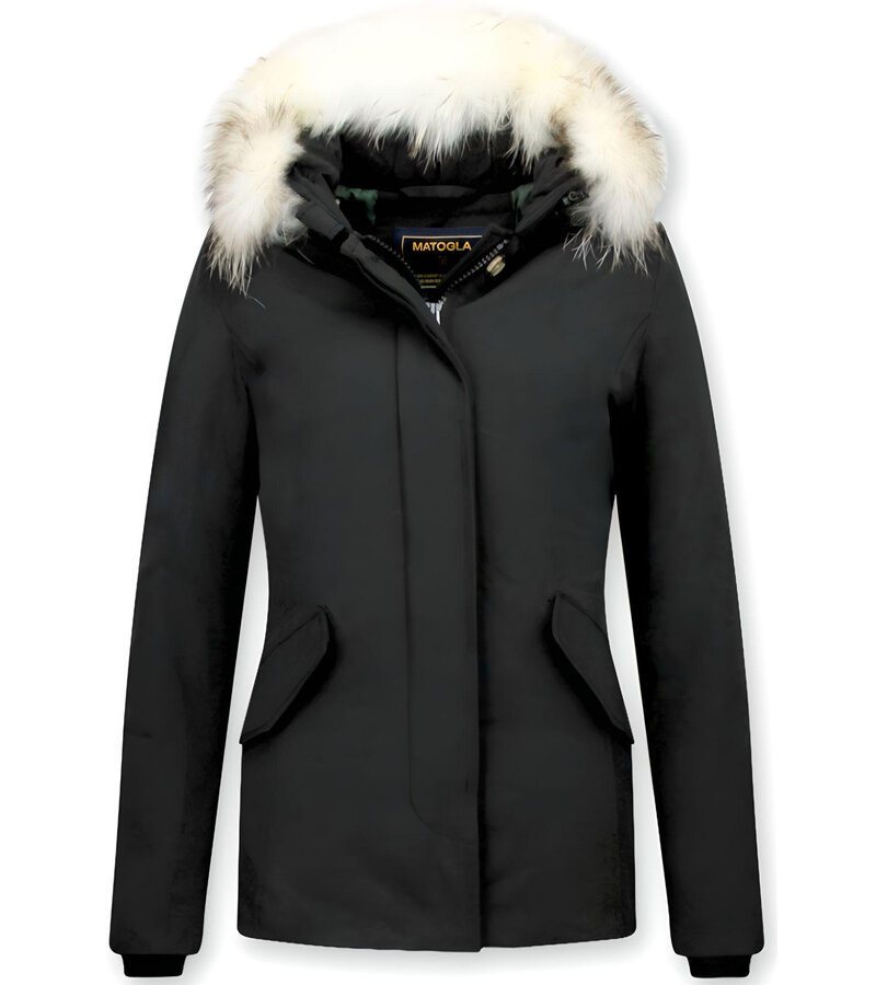 Matogla Exklusiv trendig Damer Fur Coat - Wooly Jacka Kort - 5897Z- Svart