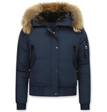 Gentile Bellini Vinterjacka Dam Pälsluva - Fina Varma Vinterjackor - DM8815-5 - Blå