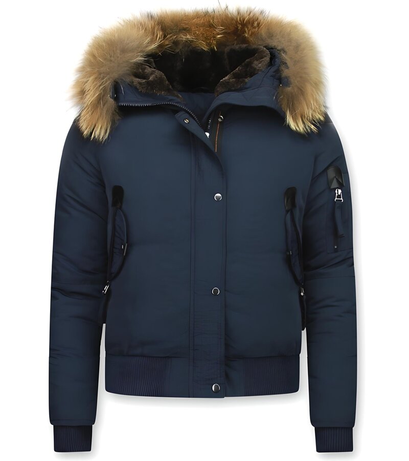 Gentile Bellini Vinterjacka Dam Pälsluva - Fina Varma Vinterjackor - DM8815-5 - Blå