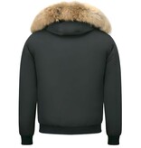 Enos Trendiga vinterjackor - Herrjacka Med Pälskrage - 8002APM - Svart