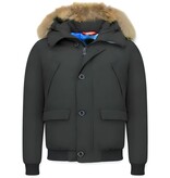 Enos Trendiga vinterjackor - Herrjacka Med Pälskrage - 8002APM - Svart