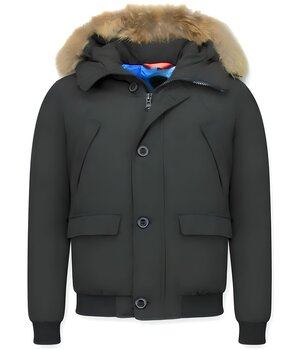 Enos Trendiga vinterjackor - Herrjacka Med Pälskrage - 8002APM - Svart