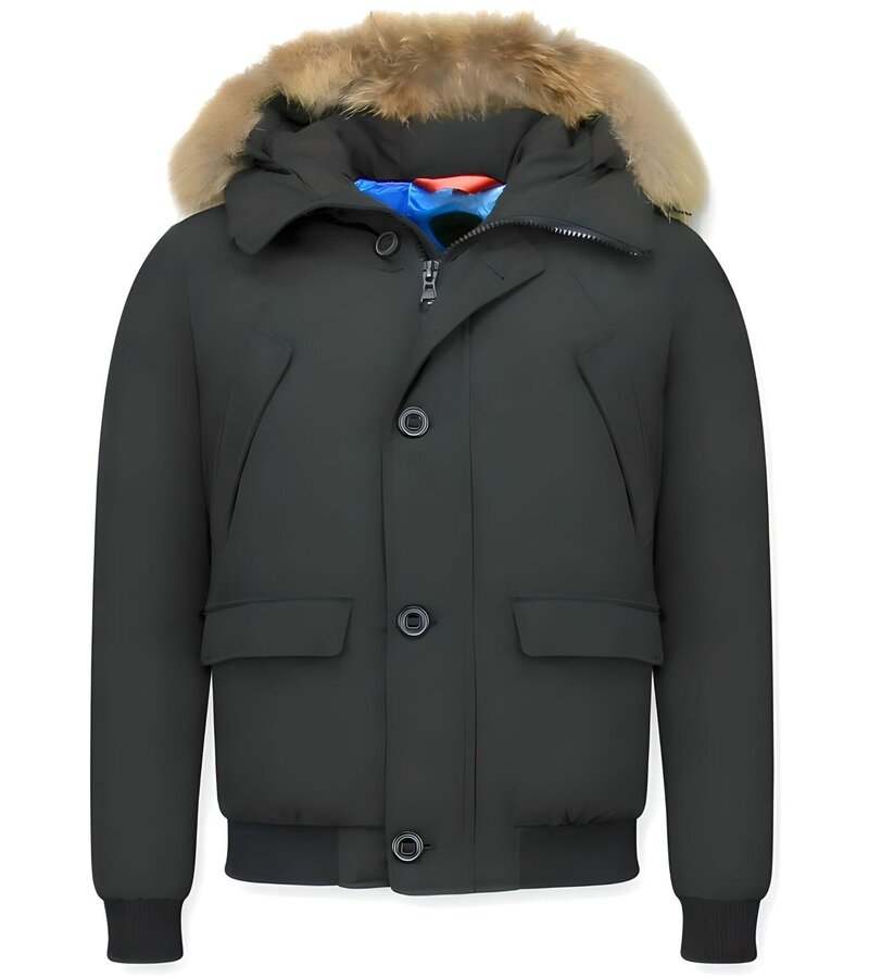 Enos Trendiga vinterjackor - Herrjacka Med Pälskrage - 8002APM - Svart