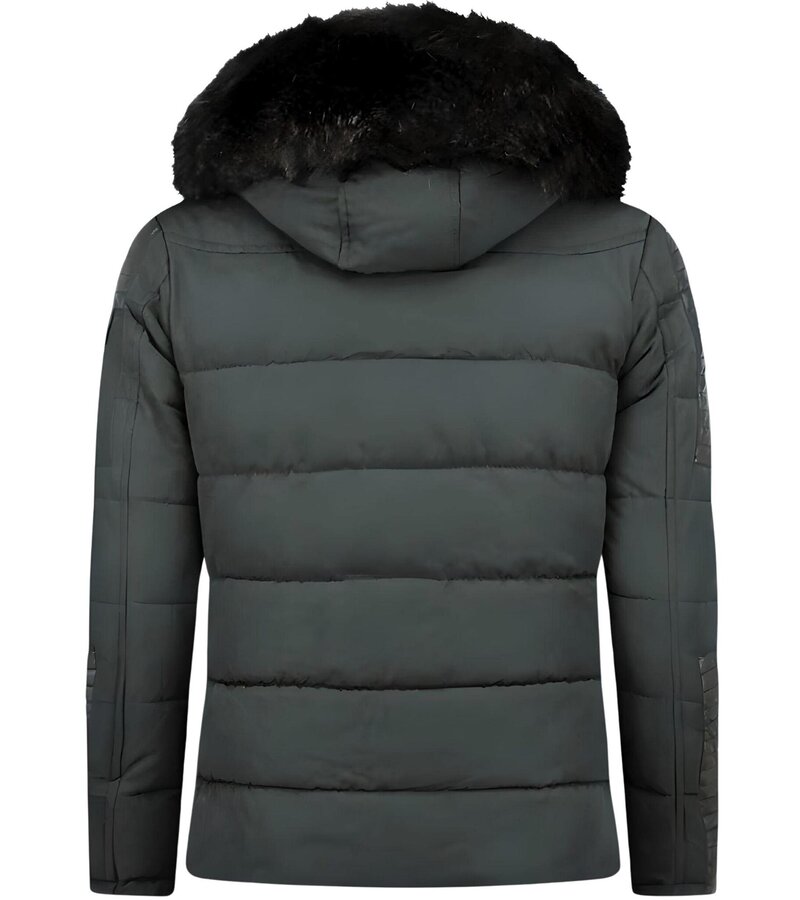 Enos Herr Jacka Med Fuskpälskrage - Tjocka Vinterjackor  - 7166Z - Svart