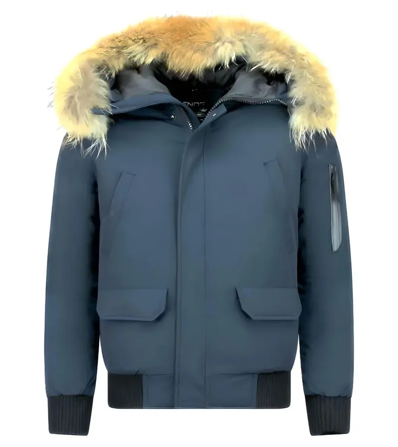 Enos Vinterjacka Online - Vinterjackor äkta Pälskrage - PI-7005B - Blå