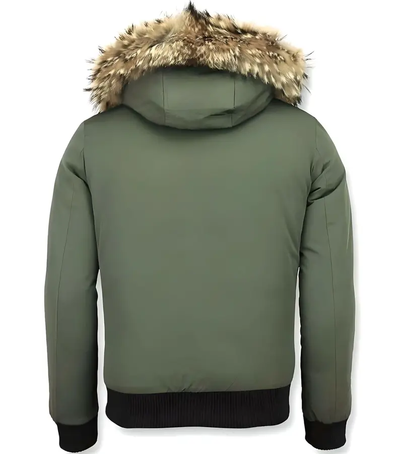Enos Kort Jacka Med Pälskrage - Snygga Jackor Herr - PI-7015R - Grön