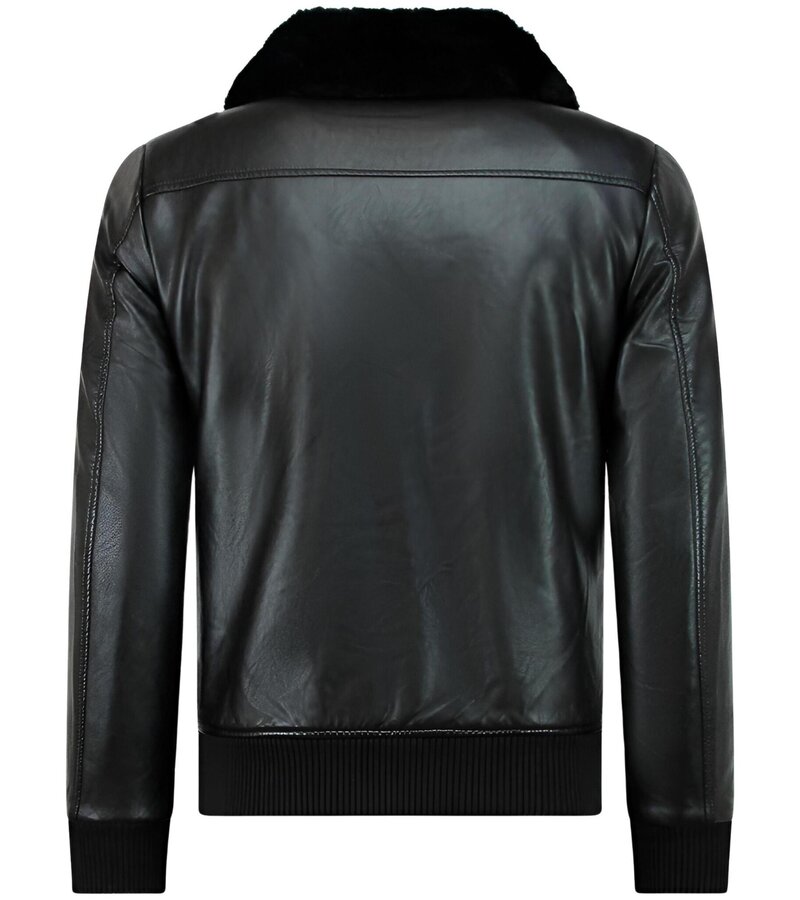 Wareen W Pilotjacka skinn herr - faux leather jacket - Svart