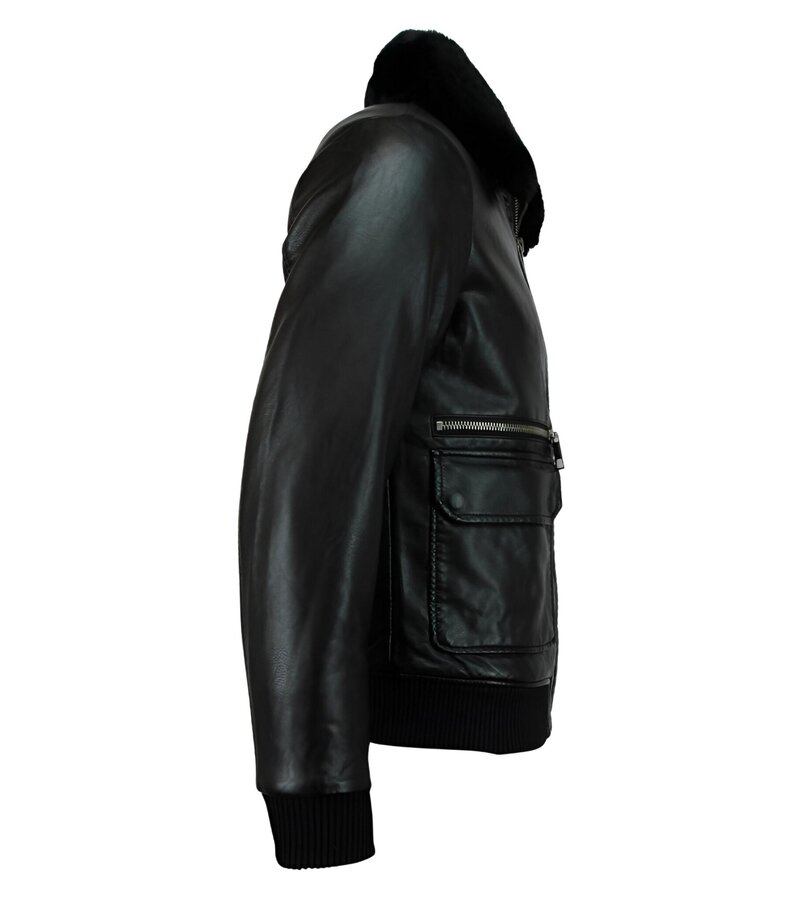 Wareen W Pilotjacka skinn herr - faux leather jacket - Svart