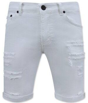 Local Fanatic Korta Vita Jeans - Slim Fit Shorts För Män