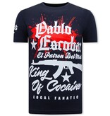 Local Fanatic Pablo Escobar Print Herr T-shirt - Marinblå