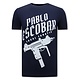 Pablo Escobar Uzi Print Herr T-shirt -Marinblå