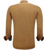Gentile Bellini Businessblus för män Långärmad - Smal skjorta med nät - Brun