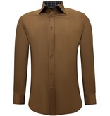 Gentile Bellini Business skjorta herr - Slim Fit Blus Stretch - Brun
