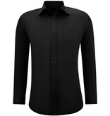 Gentile Bellini Neat Satin Slim Fit Shirts För Män - Svart Gentile Bellini Neat Satin Slim Fit Shirts För Män - Svart