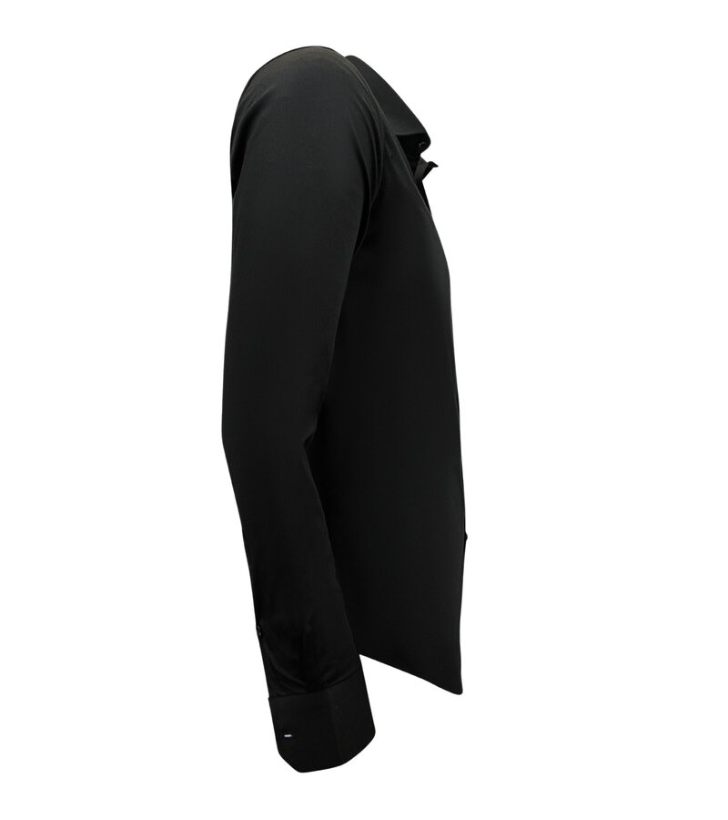 Gentile Bellini Neat Satin Slim Fit Shirts För Män - Svart