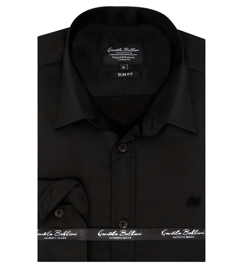 Gentile Bellini Neat Satin Slim Fit Shirts För Män - Svart