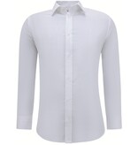 Gentile Bellini Lyxiga Business Satin Enfärgade skjortor Herr Slim Fit - Vit