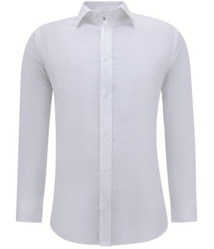 Gentile Bellini Lyxiga Business Satin Enfärgade skjortor Herr Slim Fit - Vit