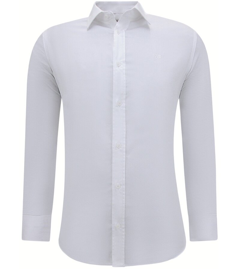 Gentile Bellini Lyxiga Business Satin Enfärgade skjortor Herr Slim Fit - Vit