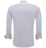 Gentile Bellini Lyxiga Business Satin Enfärgade skjortor Herr Slim Fit - Vit