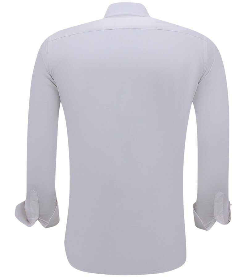 Gentile Bellini Lyxiga Business Satin Enfärgade skjortor Herr Slim Fit - Vit