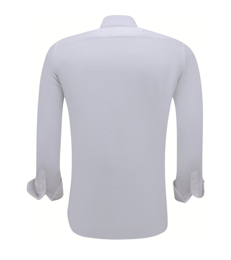 Gentile Bellini Lyxiga Business Satin Enfärgade skjortor Herr Slim Fit - Vit