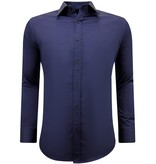 Gentile Bellini Snygga Satängskjortor För Män Slim Fit - Marinblå