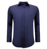 Gentile Bellini Snygga Satängskjortor För Män Slim Fit - Marinblå
