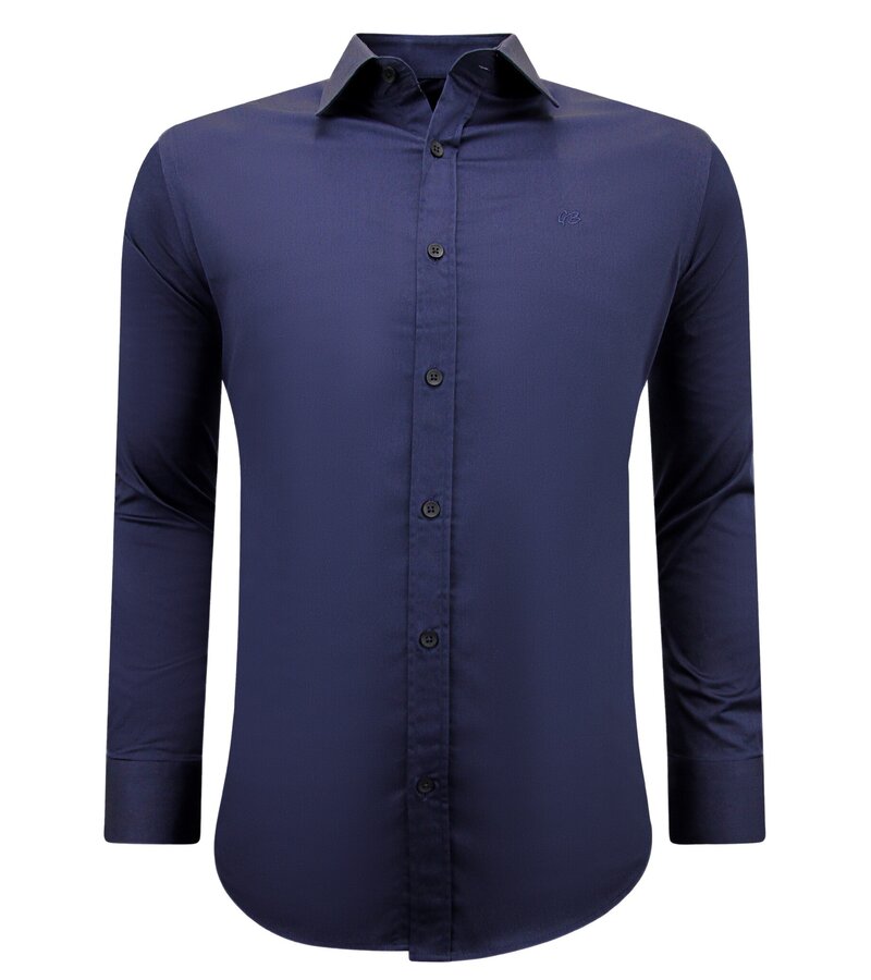 Gentile Bellini Snygga Satängskjortor För Män Slim Fit - Marinblå