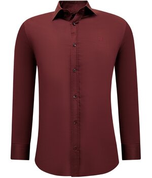 Gentile Bellini Snygg Snygg Satinblus För Män Slim Fit - Bordeaux