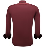 Gentile Bellini Snygg Snygg Satinblus För Män Slim Fit - Bordeaux