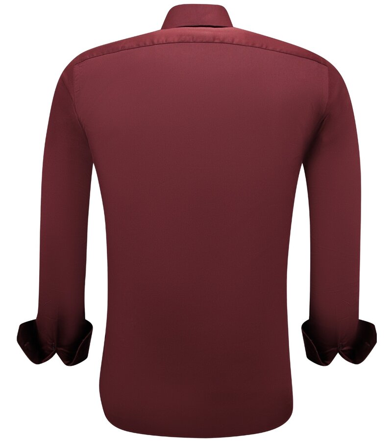 Gentile Bellini Snygg Snygg Satinblus För Män Slim Fit - Bordeaux