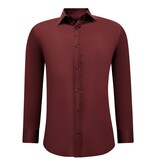 Gentile Bellini Snygg Snygg Satinblus För Män Slim Fit - Bordeaux