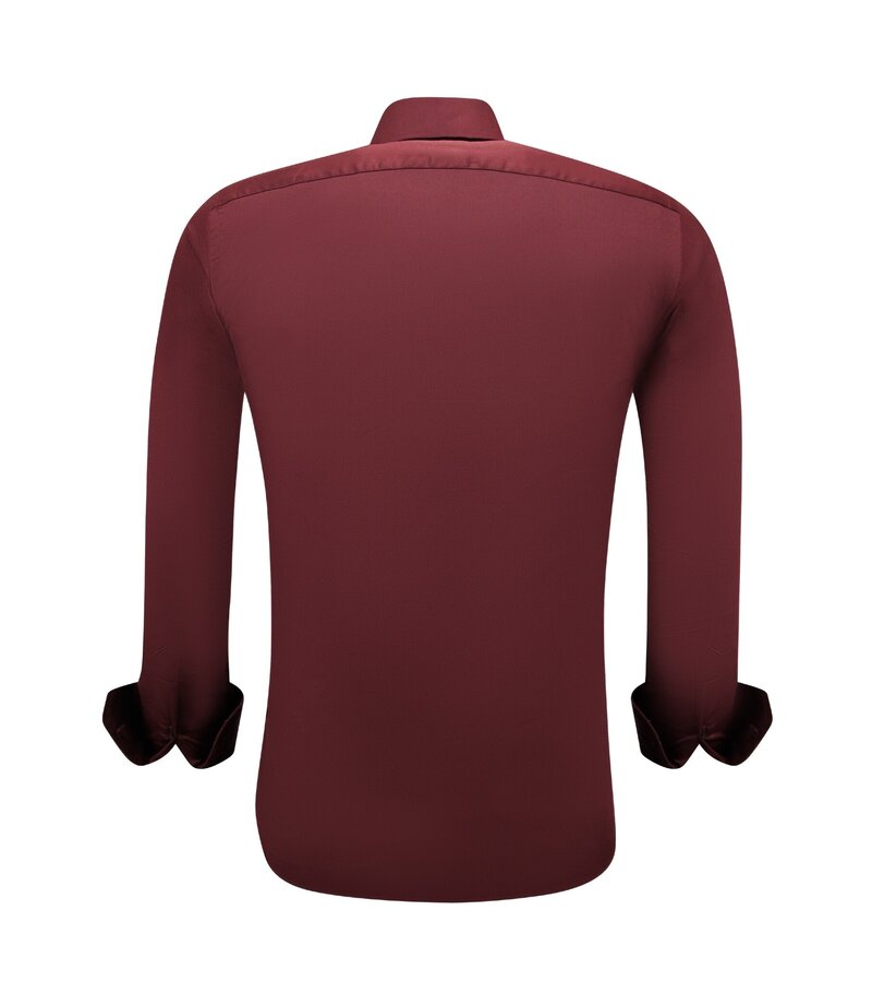 Gentile Bellini Snygg Snygg Satinblus För Män Slim Fit - Bordeaux