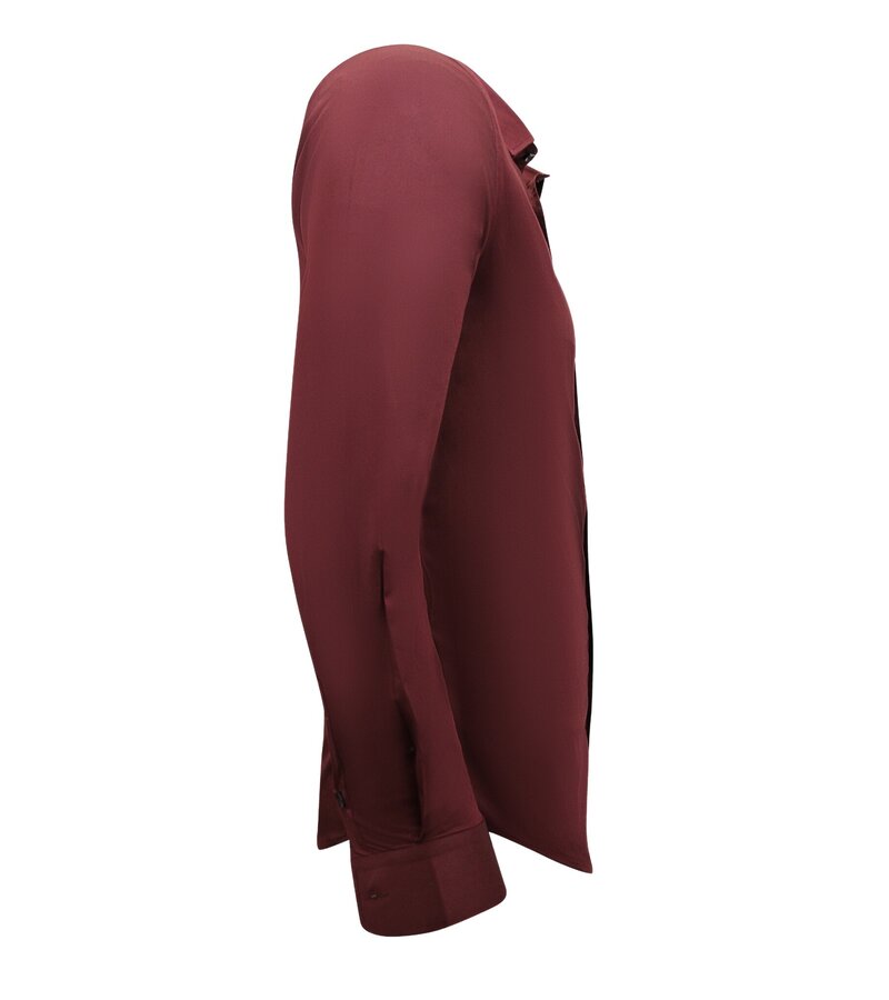 Gentile Bellini Snygg Snygg Satinblus För Män Slim Fit - Bordeaux