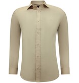 Gentile Bellini Icke-järn Satinskjorta Slim Fit Långärmad Herr - Beige